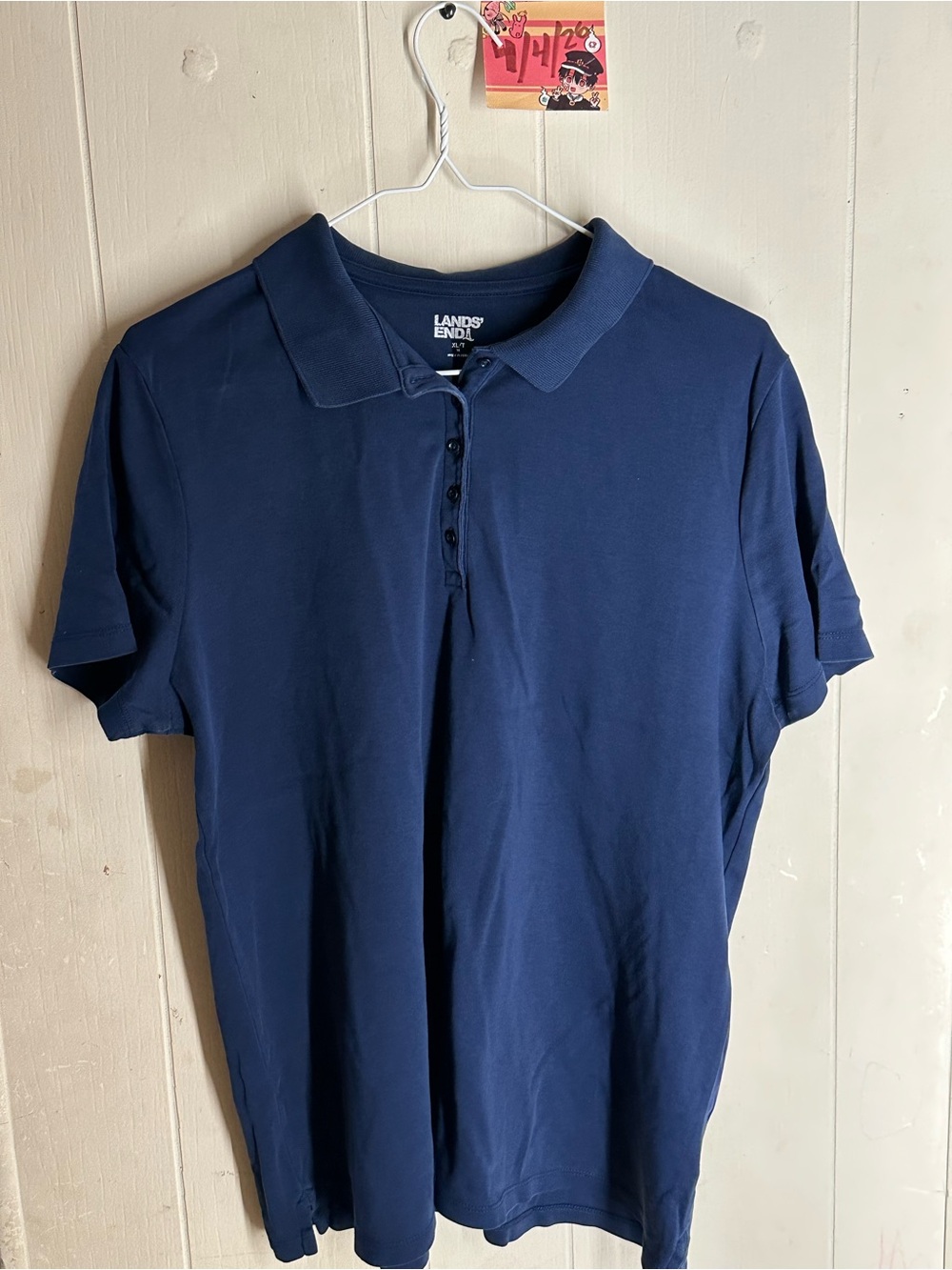 Lands' End Men's Navy Short-Sleeve Polo